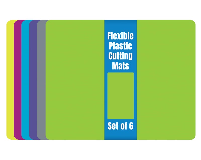 Better Kitchen Products Flexible Plastic Cutting Board Mats, Set of 6, Textured, 6 Vivid, Translucent Colors Assorted - Image 1